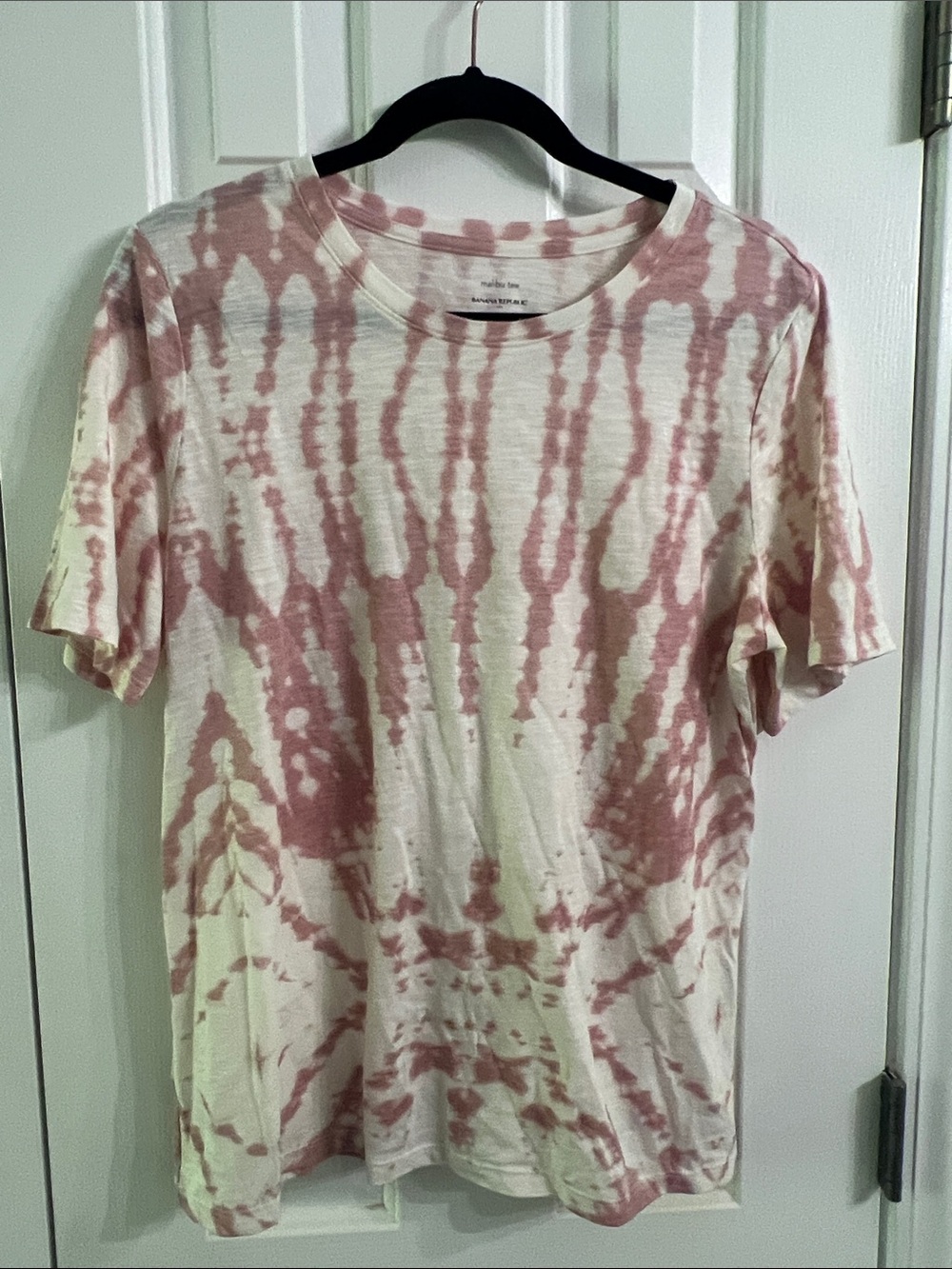 Banana Republic Men's Tie-Dye Crew Neck T-Shirt - Pink & White